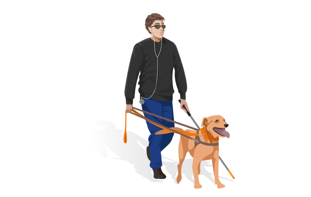 Accessibility : blinded man with dog