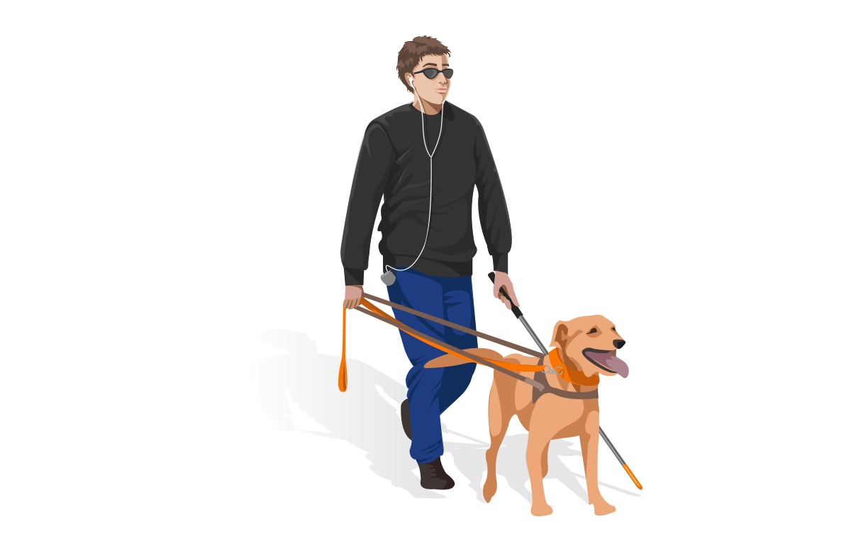 Accessibility : blinded man with dog