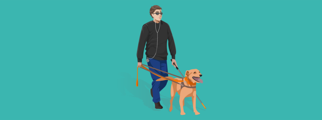 Accessibility : blinded man with dog