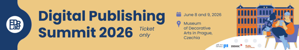 Promotional banner for the Digital Publishing Summit 2026, on June 8-9, in at the Museum of Decorative Arts of Prague, Czech Republic.