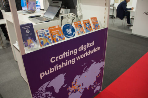 Picture of the counter at the Frankfurt Book Fair EDRLab's stand, 2025